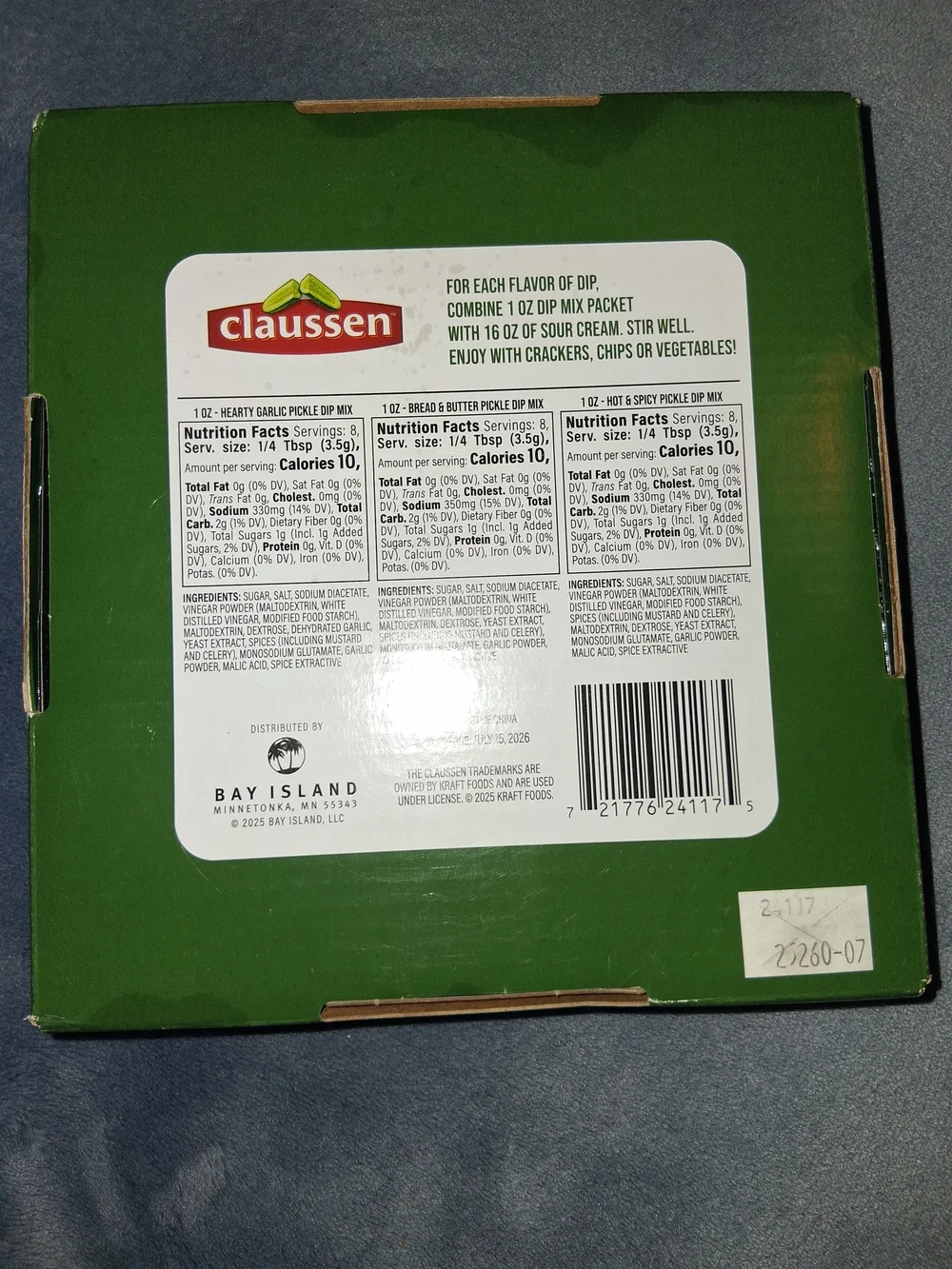 Claussen Pickle Dip Set Bread & Butter Hot & Spicy Hearty Garlic 3 Pack 85g